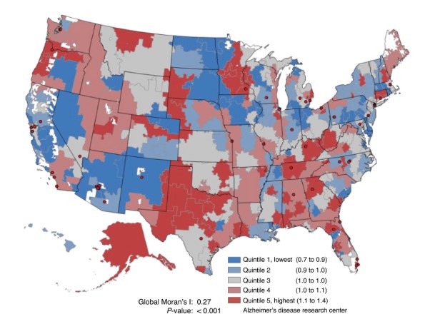 Map of Alzheimer's diagnosis corrected for intensity